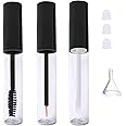 10ml Mini Empty Transparent Mascara Tube, Eyeliner Tube and Lip Gloss Tube with Black Lid Refillable Plastic DIY Cosmetic Container Including Mini Funnel