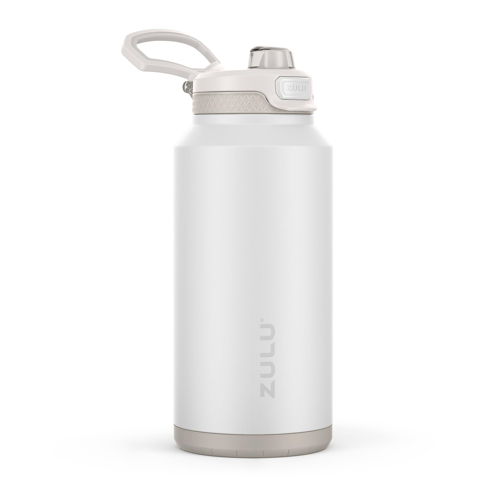 Photo 1 of **PARTIAL SET/check clerk comments**
ZULU Powerfill Pro 64oz Half Gallon Stainless Steel Water Bottle with Quick Fill Lid, Triple Walled Vacuum Insulated Metal, Leak Proof Locking Lid, Sip and Chug, Reusable BPA Free, White Monochrome
