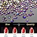 Crystal AB Rhinestones, 1 Bottle of Ultra Mini 1.2mm Micro Rhinestones for 3D Nail Art, Mixed Iridescent AB Crystal Glass Beads with Silver/Gold Flat Back, Glue & Tools Included
