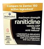 Member's Mark Maximum Strength Ranitidine Tablets USP 150mg Acid Reducer (2 bottles (190 tablets))