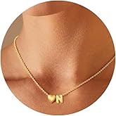 QILMILY Initial Necklace for Women Teen - 14K Gold Plated A-Z Heart Initial Necklaces for Women Tiny Heart Necklace Jewelry for Wome Birthday Personalized Valentine's Day Gifts Trend Stocking Stuffers for Teen