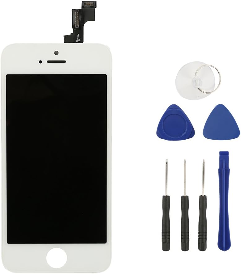 LCD Replacement Digitizer and Touch Screen LCD Assembly with Tools for iPhone 5S (5S White)