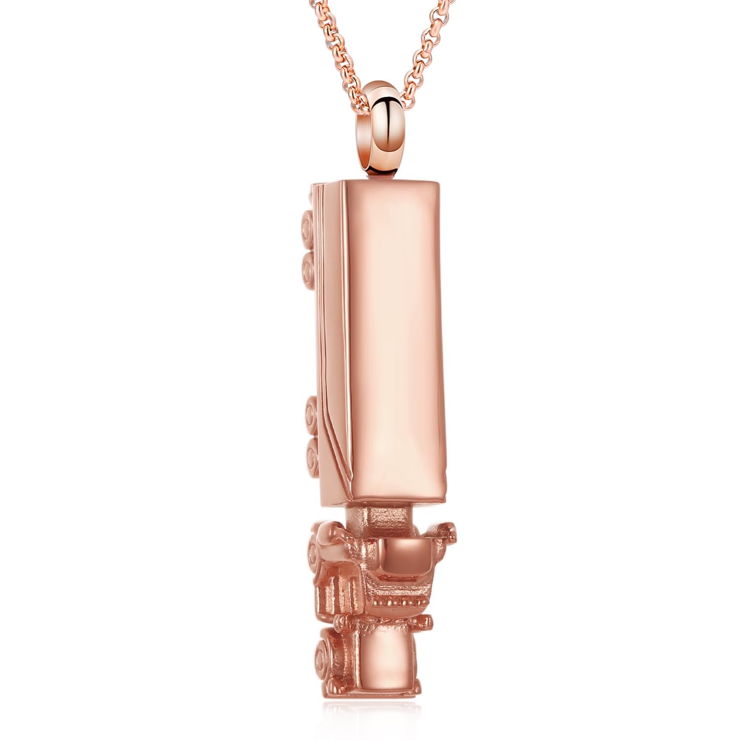Urn Necklace for Ashes for Men 18 Wheeler Semi Truck Cremation Jewelry Urn Pendant Keepsake Memorial Locket Necklace for Women Gifts (Rose gold)