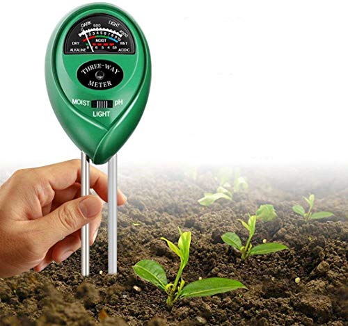 Medidor de humedad del suelo, medidor de PH del suelo 3 en 1 con prueba de humedad, luz y PH para la prueba de PH ácido, humedad y luz solar para la horticultura y la agricultura (Verde)