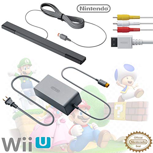 Nintendo Wii U Accessory Kit - AC Adapter WUP-002, Composite AV Cable RVL-009, and Sensor Bar RVL-014 - OEM Original Nintendo Wii U Accessories (Certified Refurbished)