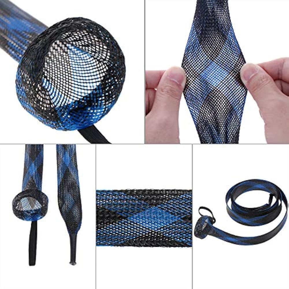 7 Pieces Fishing Rod Cover Sleeve Sock Braided Mesh Lanyard For Fly