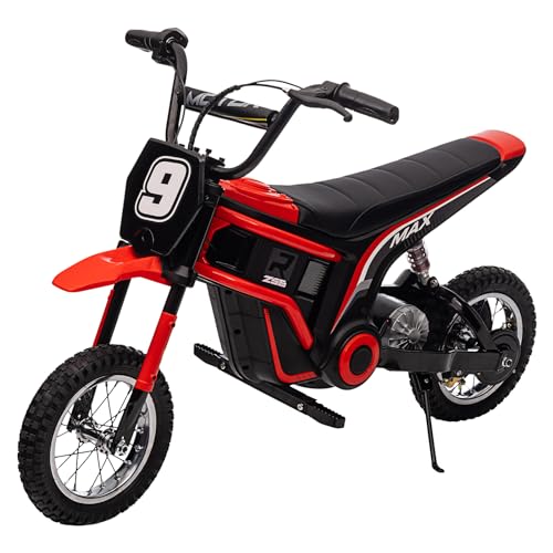 Gigicloud Motocicleta Montable Eléctrica para Niños con Tres Modos de Velocidad, Moto Eléctrica Infantil niños con Velocidad Máxima 23km/h, Máximo 65kg, Motor de 350 W y 24V, 5+ (Número 9, Rojo)