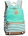 Leaper Navy Style School Laptop Backpack Girls Canvas Bookbag Water Blue