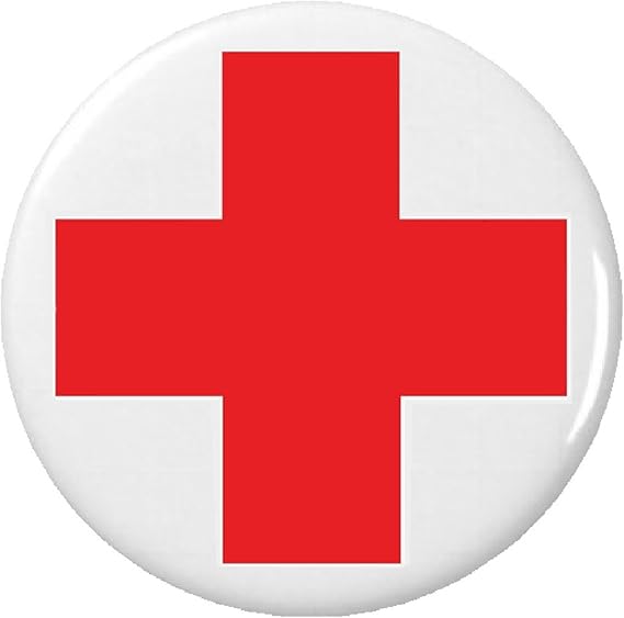 Amazon Com Red White Cross Symbol Sign Button Pin Medical Alert
