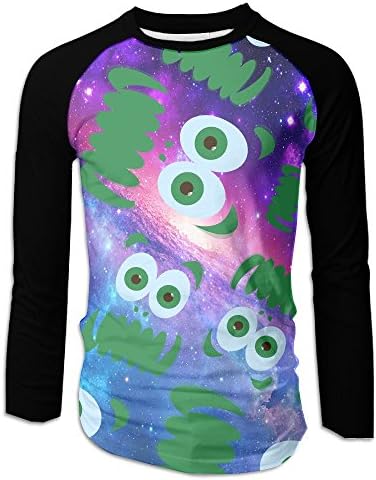 Monster Face Lover Men Long-Sleeve Shirts Slim Round Neck Raglan Baseball T-Shirts