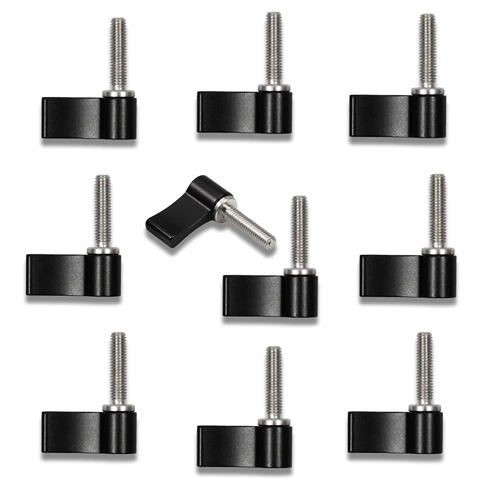 LEONTOOL 10 Pcs M5 20mm Male Threading Rotating Knob Adjustable Thumb Lever Screw with Single Wing for Camera Equipment(Black)
