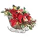 Collections Etc Lighted Sleigh Elegant Christmas Centerpiece Decoration with Cardinals, Poinsettias, Pinecones & Holly
