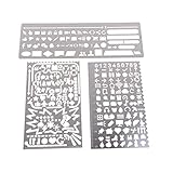 3Pcs Drawing Templates Scale Ruler Stainless Steel Paint Stencils for Artists Planner, Scrapbooking, Card and Craft Projects