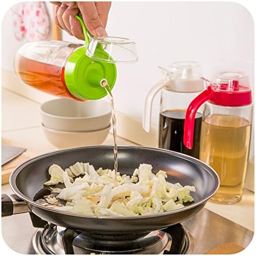 Cleno House 500ml Glass Oil / Vinegar Bottle Oiler Vinegar Sauce Seasoning Pot Container Spice Jar and Lid Kitchen Accessory Novelty Household