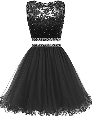 Himoda Women's Two Pieces Short Prom Gowns Lace Beaded Homecoming Dresses H021