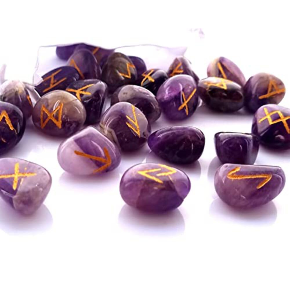 Indian Runes in Pouch - Amethyst-RUNE-35