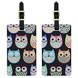 Cute Owls - Owl Pattern Luggage Tags Suitcase Carry-On ID Set of 2