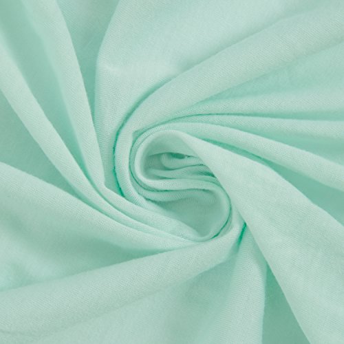TILLYOU Jersey Knit Soft Bassinet Sheets Set, 33''x16''x4'' Flexible for Different Cradle and Bassinet Mattress, Super Soft Breathable Cozy Baby Cradle Sheets, 2 Pack Lt Green & Lt Gray - Thumbnail 3