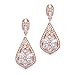 Mariell CZ Clip On Rose Gold Earrings - Art Deco Jewelry for Weddings, Bridal, Bridesmaids & Formals