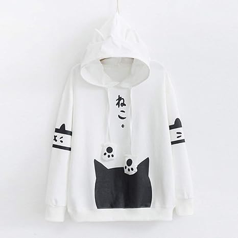 cat printed hooded sweatshirt