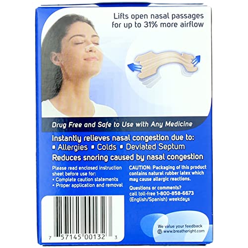 Breathe Right Original Large Tan Nasal Strips, 30 Count (Pack of 3