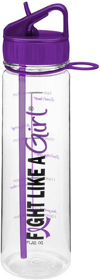 Fight Like a Girl Slimkim Water Sports Bottle Motivational Time Marker with Measurement Goals - Purple