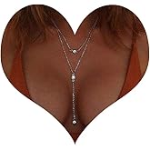 Jovono Boho Layered Neckalces Rhinestone Pendant Neckalce Lariet Necklace Chain Y Chain Jewelry for Women