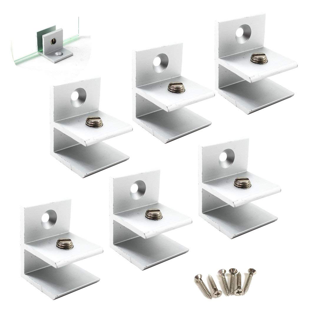 F Shape Glass Clamp Aluminium Alloy Glass Support Bracket Fit for 10-13mm Glass Thickness Come with Screws (Pack of 6)