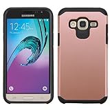 Samsung Galaxy Sol (Cricket) Case, Galaxy Express Prime Case, BornTech Dual Layer Shockproof Armor Protector Phone Cover Case, For Samsung Galaxy J3 (2016) Case (Black/Rose Gold)