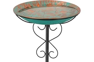 Venniy Metal Outdoor Bird Bath,Standing BirdBath & Bird Feeder with Stake Cast Iron Bird Baths Bowl for Outside Garden Patio Yard Lawn Decor