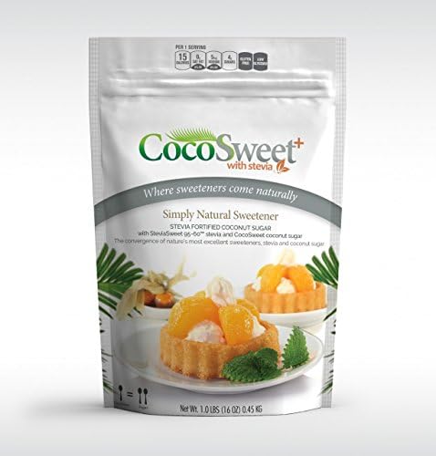 CocoSweet Plus - 1 lb bag - Organic Coconut Sugar &amp; Stevia Blend - NonGMO Low Carb Sweetener