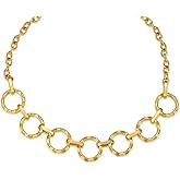 MrYotre Gold Necklace for Women, Chunky Gold Necklace, Statement Necklace for Women, 18k Gold Plated and Silver Plated Loop Chain Link - Chunky Fashion Pendant Jewelry