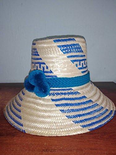 WAYUU HAT, BLUE HAT, STRAW HAT, AUTHENTIC HANDMADE ETHNIC HAT. FREE SHIPPING.