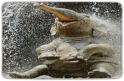 HALLO Non-slip Bath Mat Super Soft Bathroom Rugs Soft Absorbent Bathromm Mat,Elephant Splashing Design, 23" X 15.5"