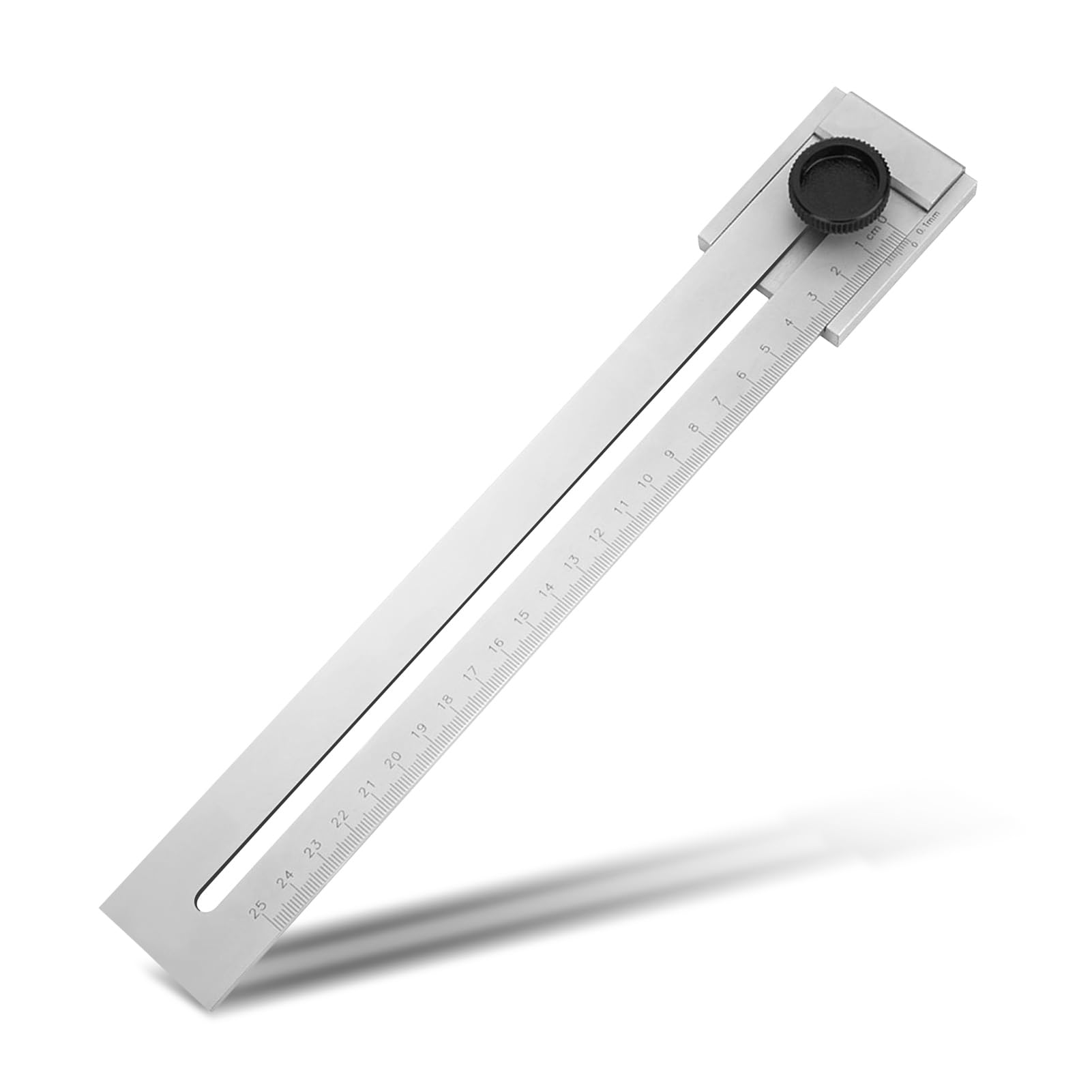 Yosoo Health Gear Premium Woodworking Ruler, 0-250mm Carbon Steel Scribing Ruler, High Precision Marking Tool with Adjustable Knob