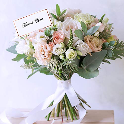Exquiss 50 Pcs Rose Gold Foil Border Place Cards Name Tags Seating Cards Blank Place Cards White Cards Perfect for Wedding Party Birthday Baby Shower Event - 4 x 2 inches