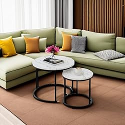 aboxoo Round Nesting Coffee Table Side Table Set of