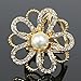 kilofly 4pc Women's Elegant Faux Pearl Crystal Rhinestone Scarf Ring Buckle Clip