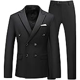 UNINUKOO Mens Suits 2 Piece Double Breasted Tuxedo Suit Slim Fit Wedding Party Dress Formal Suits for Men