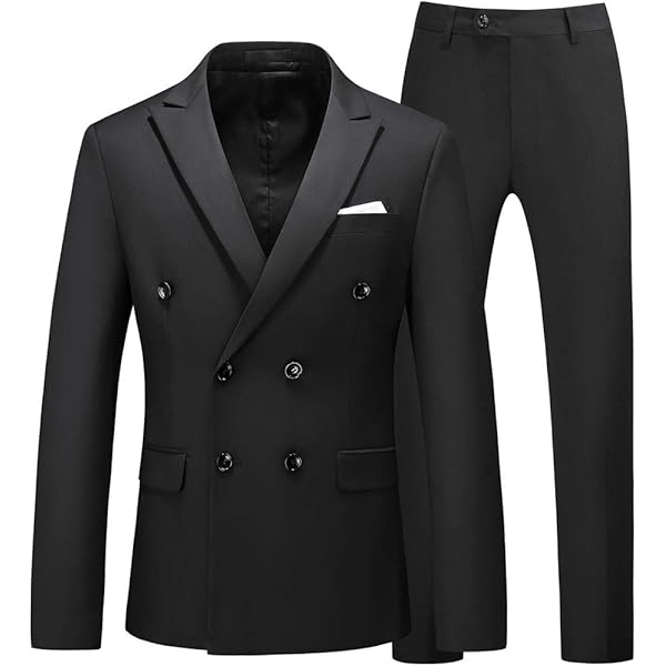 Men's Casual Boutique Suit: Double-Breasted, Solid Color