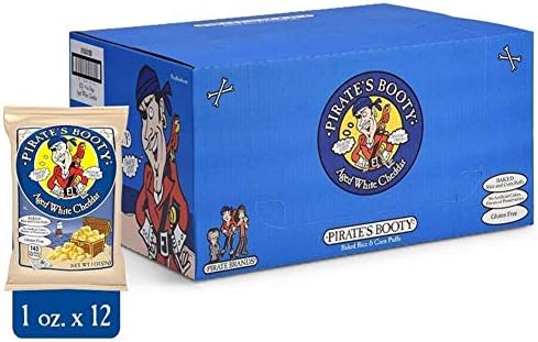 Booty Snack Puffs, Aged White Cheddar, 1oz (Pack of 12), New Type