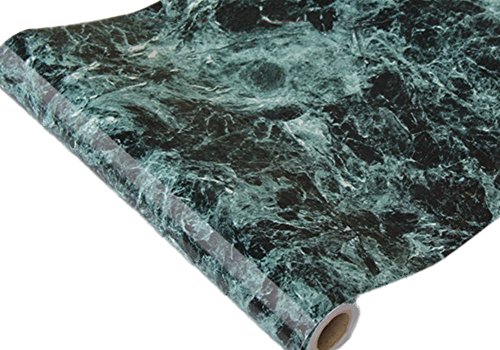Teemall Green Granite Look Marble Effect Contact Paper Self Adhesive Pre-pasted Wallpaper 24''x60''