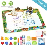 EMISK Aqua Magic Mat, 40" x 32" Extra Large Doodle Drawing Mat, Mess Free Coloring Painting Educational Toddlers Toys, Water Drawing Mats for Boys Girls Age 2,3,4,5,6,7,8 Year Old