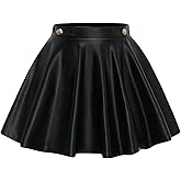 SweatyRocks Girl's Pu Leather Skirt A Line Button Front High Waisted Flared Mini Skirts
