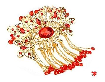 Amazing Traditional Chinese Wedding Gold Butterfly Tassels Hair