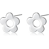Reffeer Solid 925 Sterling Silver Cute Flower Earrings Stud for Women Teen Girls Small Daisy Stud Earrings Hypoallergenic