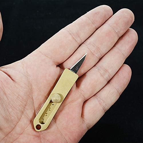 SZHOWORLD Mini Brass Keychain Knife, Compact Folding Pocket Knife, Mini