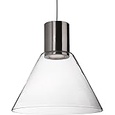 Kuzco Lighting Vanier 11" Pendant | Brushed Nickel Finish | Clear Glass Shade | Modern LED Downlight Fixture | Made of Steel 