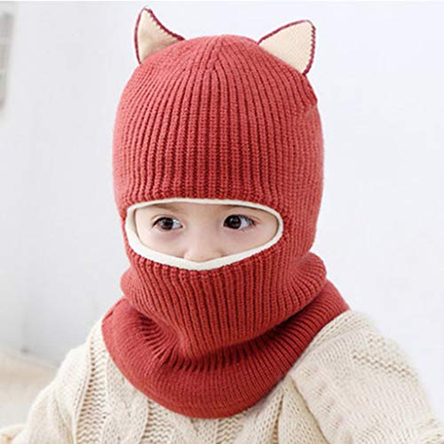 Baby Winter Warm Hat, Knit Hat for Kids Boy Girls Thick Scarf Earflap Hood Scarves Windproof Ski Beanie Skull Caps (Free, C) - Thumbnail 2