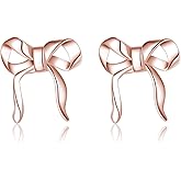 SLUYNZ 925 Sterling Silver Bow Stud Earrings for Women Teens Bow Ribbon Earrings Stud Bowknot Earrings